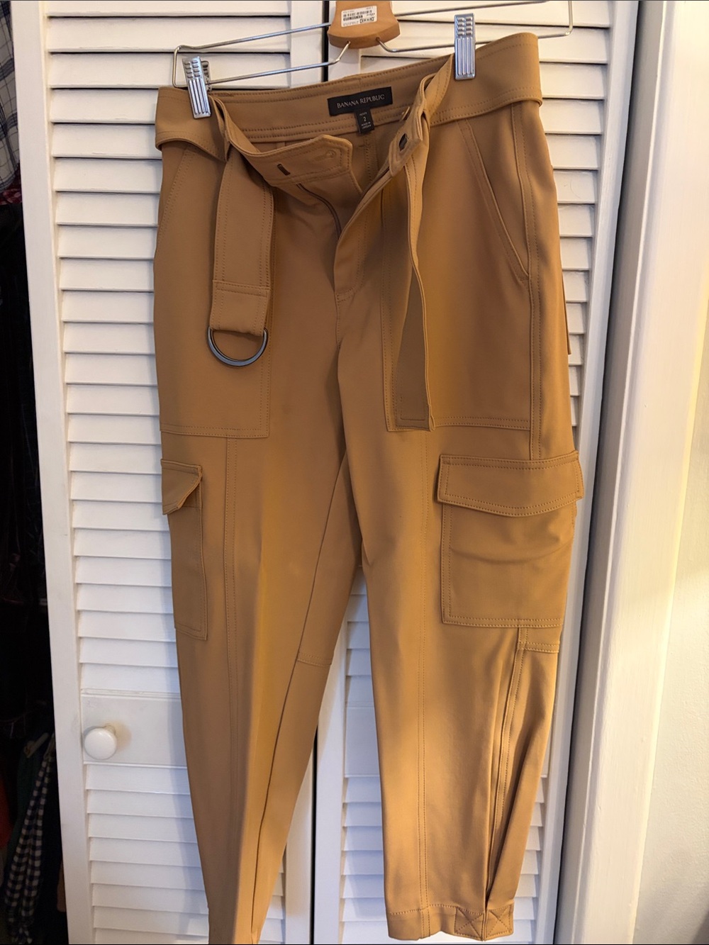 Banana Republic Camel/Tan Cargo Belted Pants